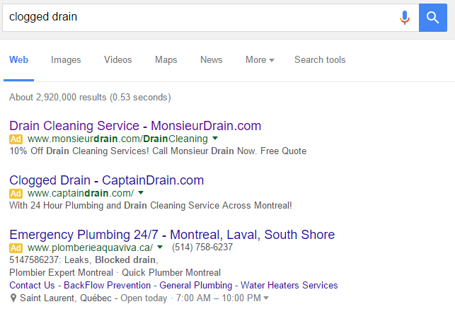 Example of PPC ads