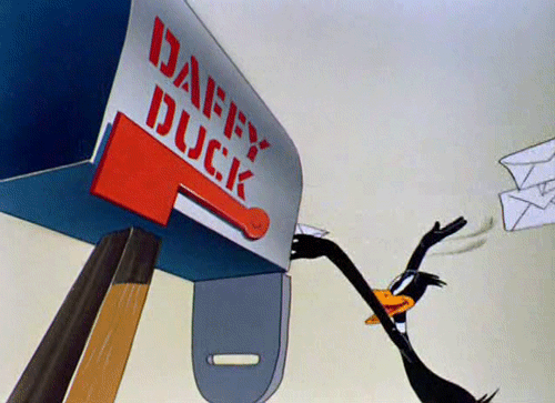 Daffy Duck throwing out junk mail
