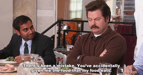 Ron Swanson does not want to eat his vegetables