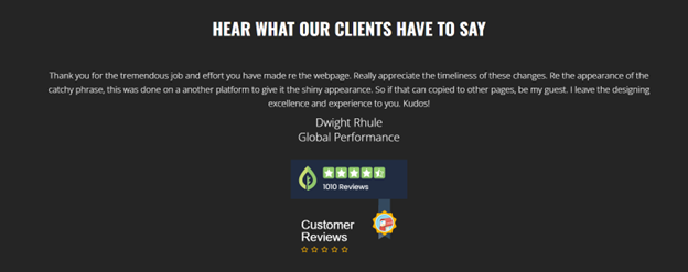 positive client testimonial