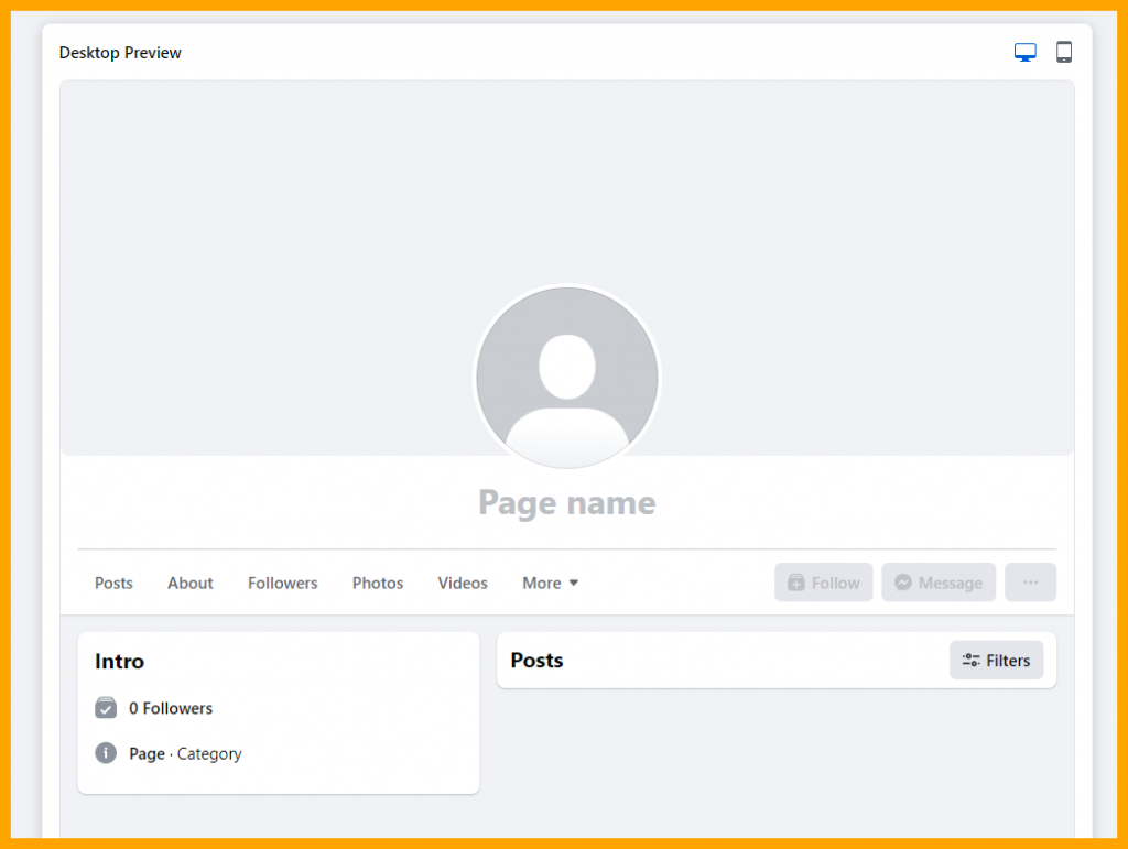 A blank Facebook Business Profile