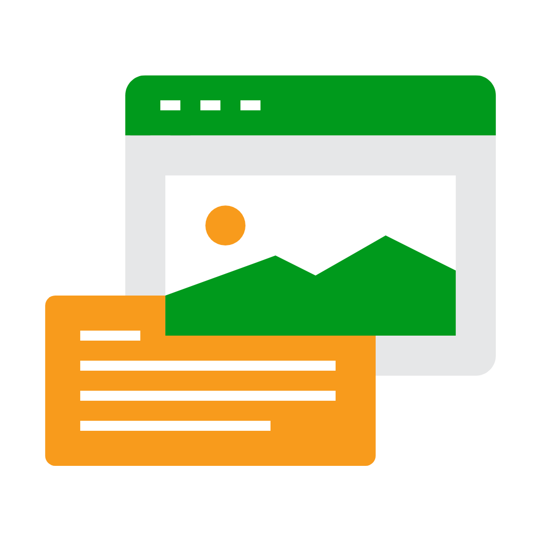 An abstract image on a website with a text box next to it