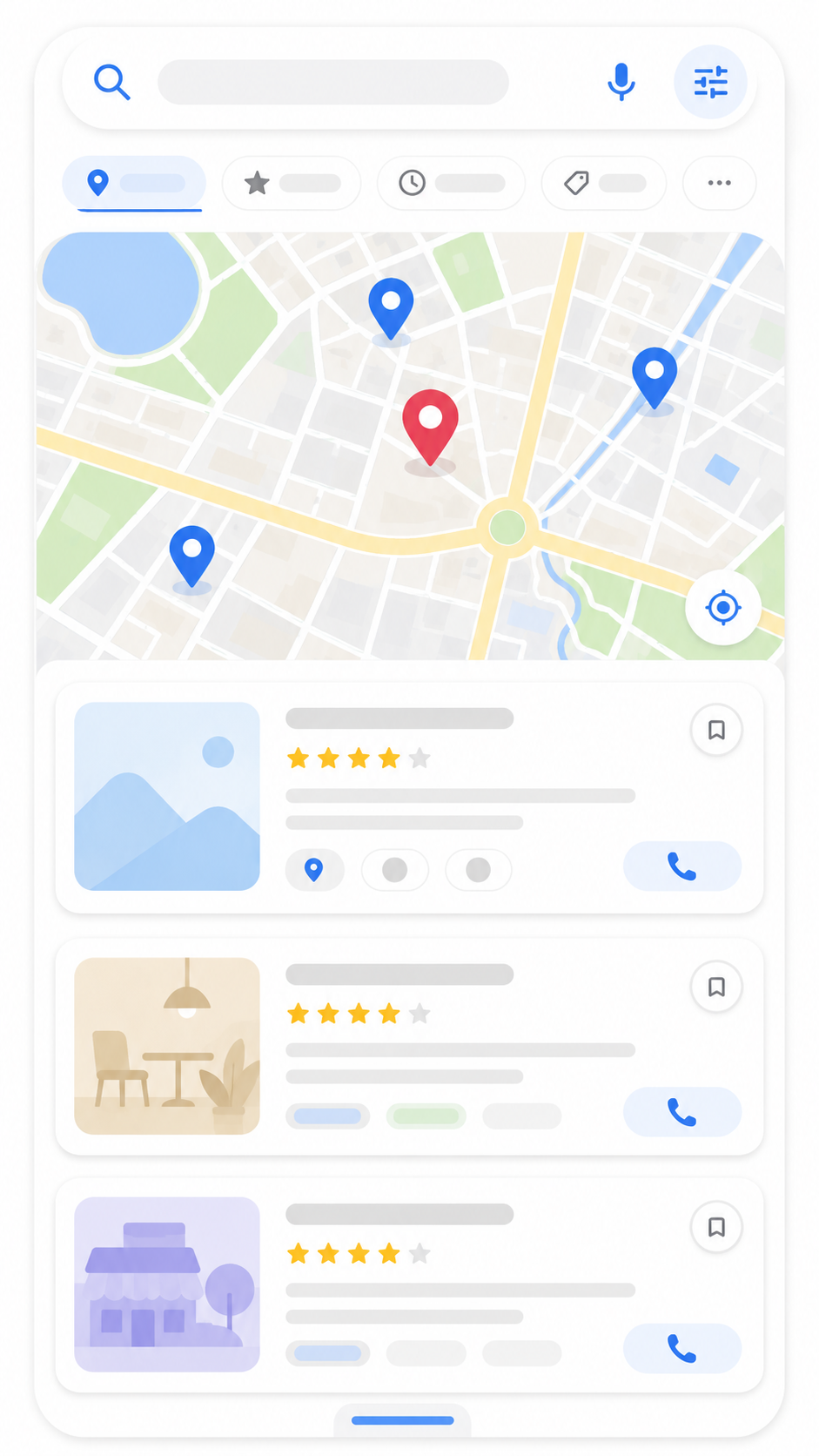 An abstract depiction of the Google Map Pack