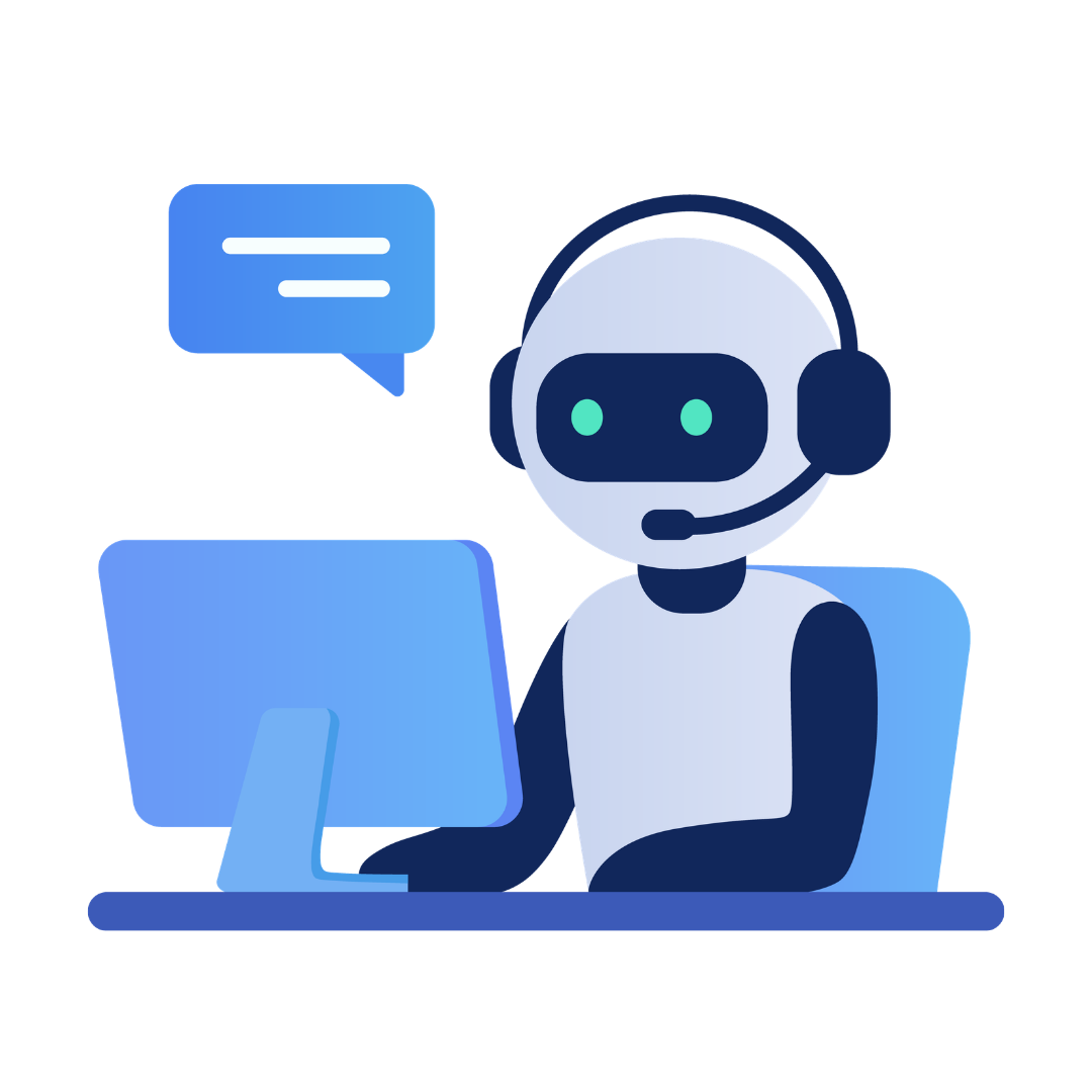 Icon of a robot calling with a headset on