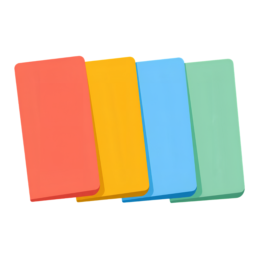 Different color cards fanned out