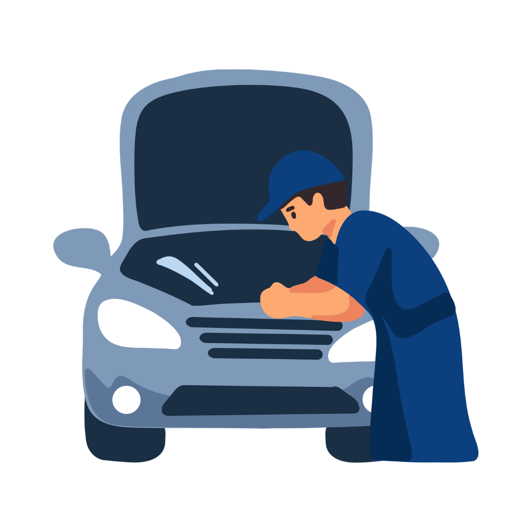 An icon of a mechanic working on a car
